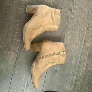 Beige booties 2 inch heels